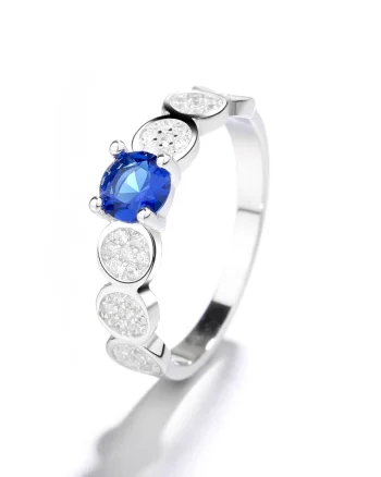 Inel argint 925, JW1362, model elegant cu piatra albastra, placat cu rodiu