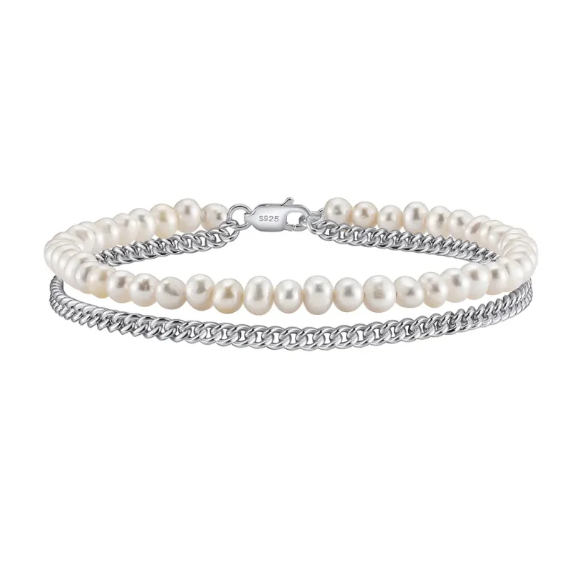 Bratara din argint 925 pentru dama, JW1556, model cu perle, placata cu rodiu