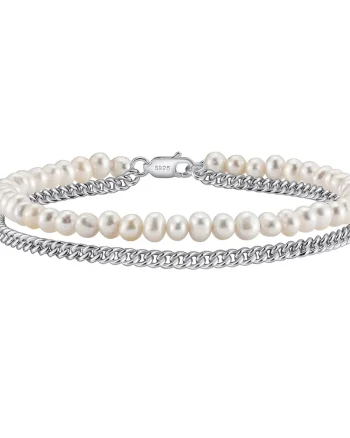 Bratara din argint 925 pentru dama, JW1556, model cu perle, placata cu rodiu