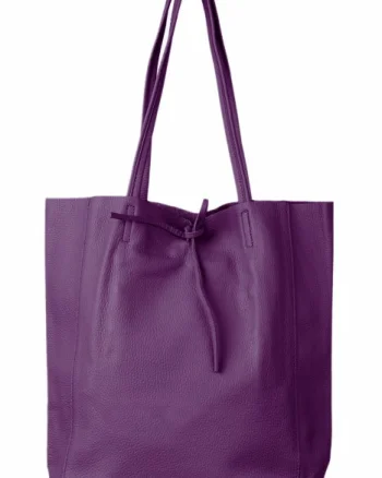 Geanta shopper din piele naturala, mov