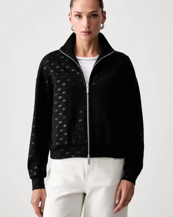 Armani Exchange hanorac cu fermoar pentru femei cu bumbac
