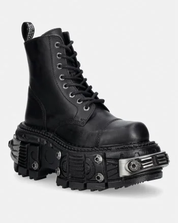 New Rock bocanci cu platformă pentru femei din piele CRUST NEGRO IMPERFECT TANK