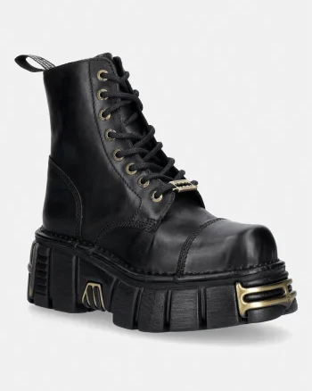New Rock bocanci pentru femei din piele CRUST NEGRO, TOWER NEGRO ORO VIEJO
