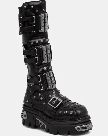 New Rock cizme pentru femei din piele NEGRO CHAROL NEGRO REACTOR E14