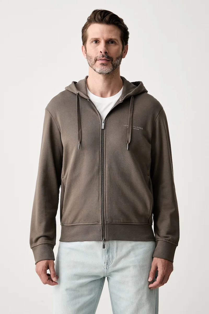 Armani Exchange hanorac cu fermoar și glugă pentru bărbați din bumbac