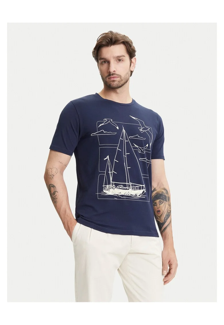 Tricou barbat,  bleumarin, bumbac