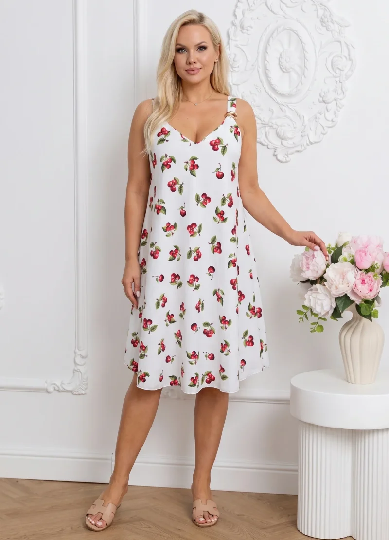 Rochie midi cu imprimeu cirese s...