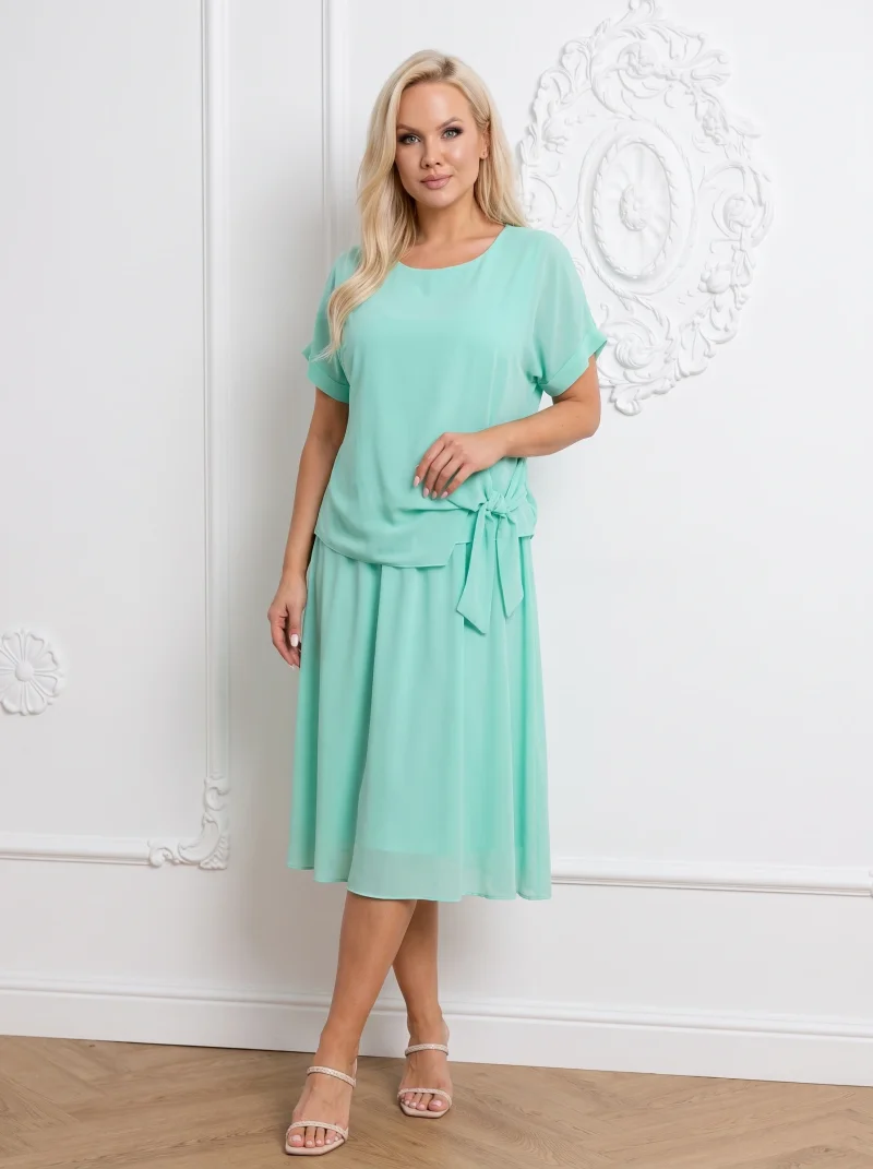 Rochie midi din voal cu aspect d...