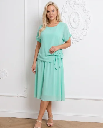 Rochie midi din voal cu aspect d...