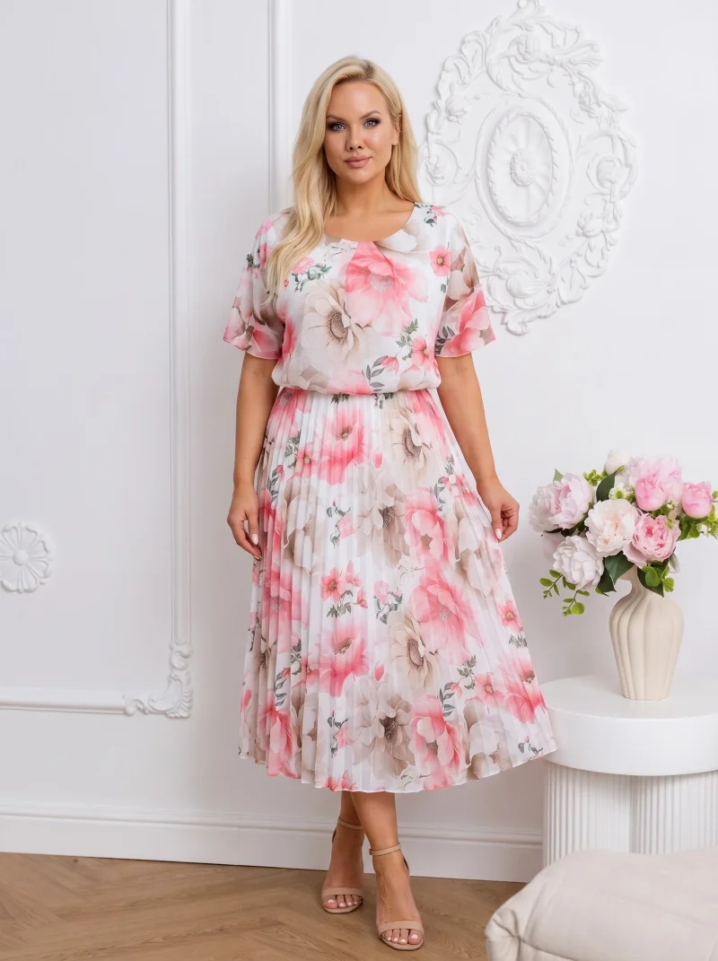Rochie midi din voal plisat cu i...
