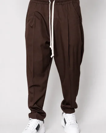 Pantalon lung larg cu snur Brown