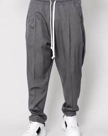 Pantalon lung larg cu snur Grey