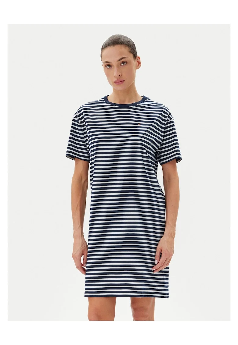 Rochie casual dama  bleumarin, dungi albe