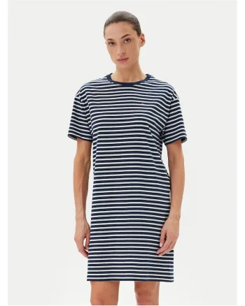 Rochie casual dama  bleumarin, dungi albe