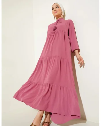 Rochie maxi dama HiCCUP, poliester/lycra, lejera, roz