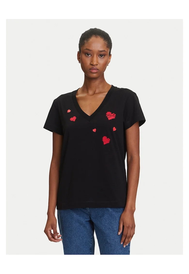 Tricou dama,  Negru/Rosu