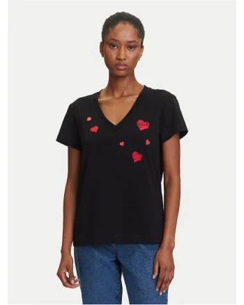 Tricou dama,  Negru/Rosu