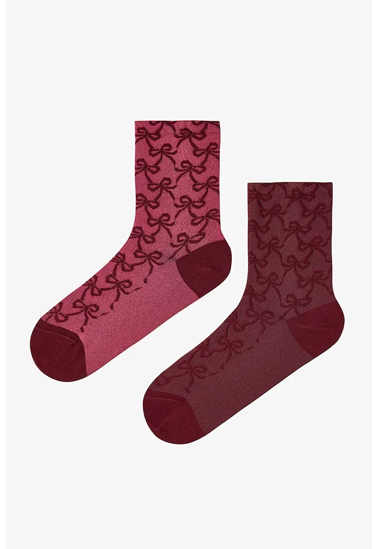 Set de 2 perechi de sosete lungi, Visiniu/Rosu inchis/Visiniu inchis