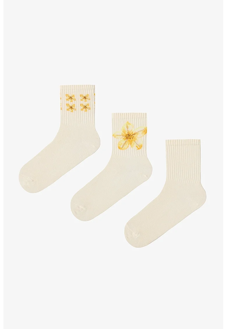 Set de 3 perechi de sosete scurte, Bej deschis