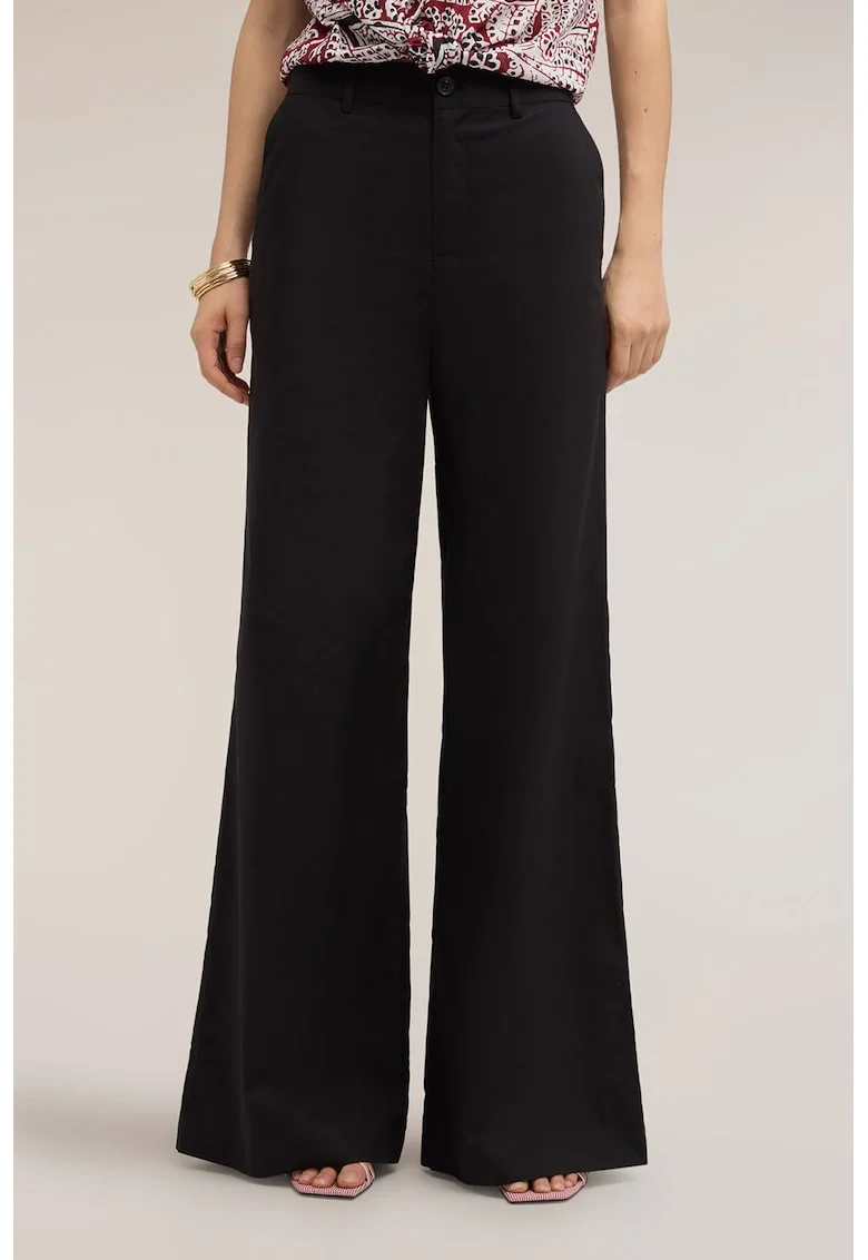 Pantaloni din bumbac cu croiala ampla, Negru