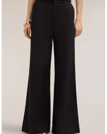 Pantaloni din bumbac cu croiala ampla, Negru