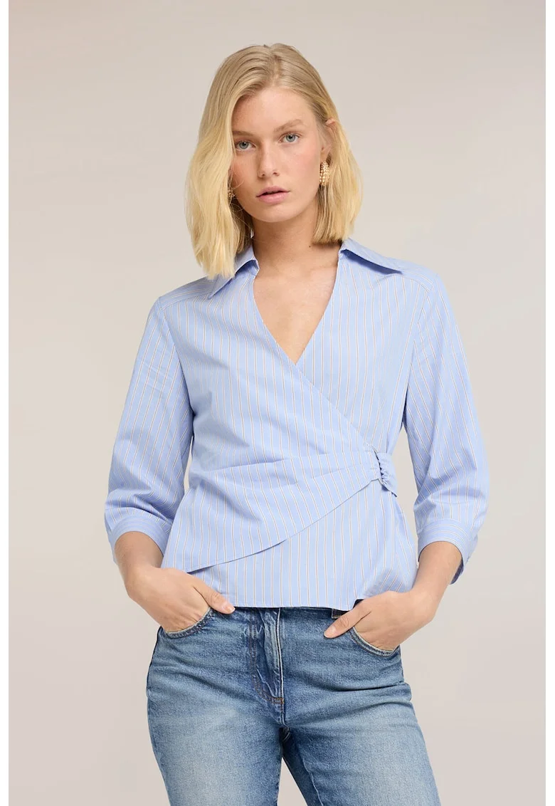 Camasa din bumbac si lyocell cu model petrecut, Albastru azur