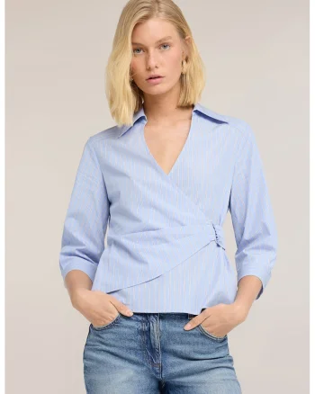 Camasa din bumbac si lyocell cu model petrecut, Albastru azur