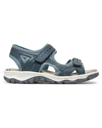 Sandale dama  albastru, textil, sistem inchidere Velcro,