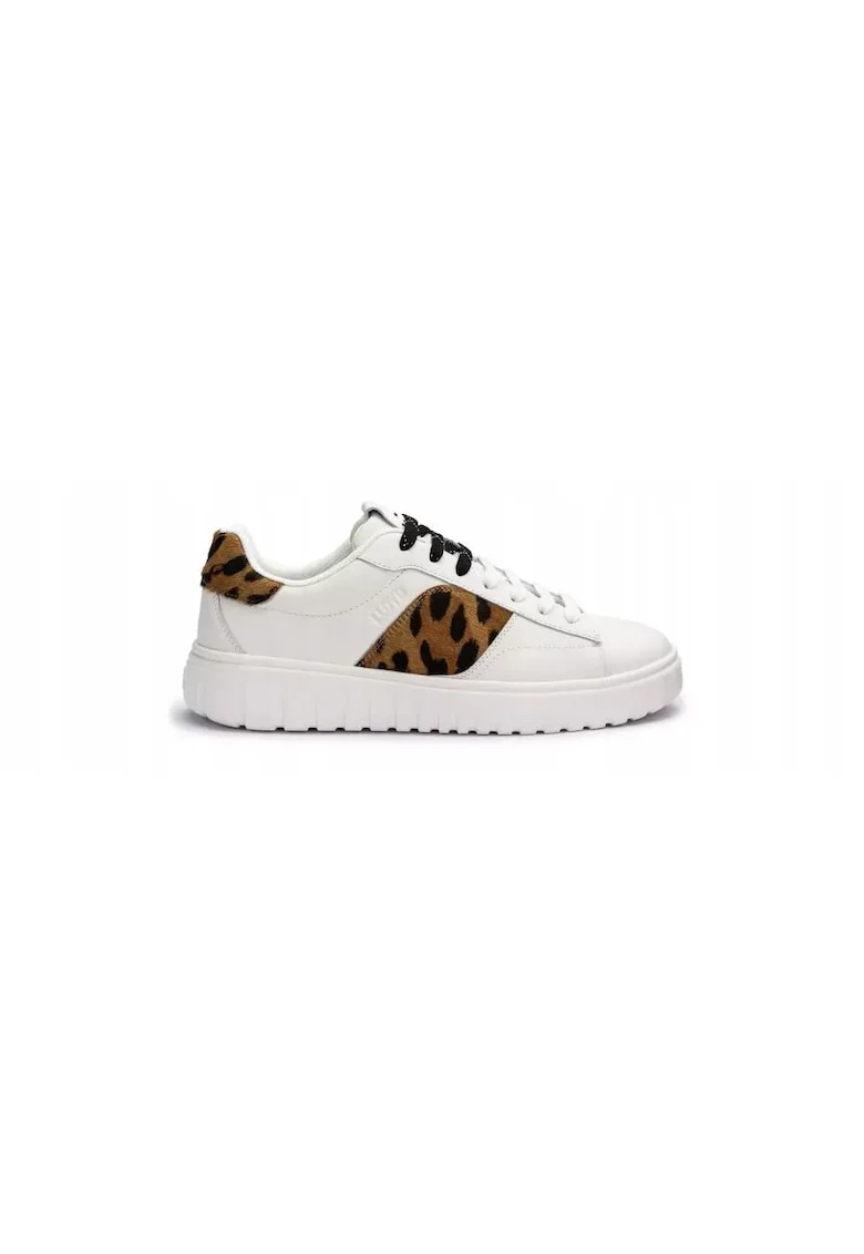 Sneakers femei TORO WAY, piele naturala, Alb/Negru/Maro