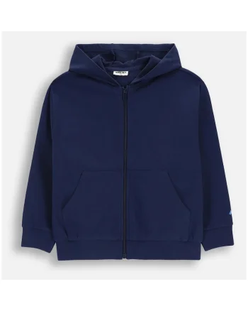 Hanorac  bleumarin cu fermoar, buzunar frontal,, Bleumarin