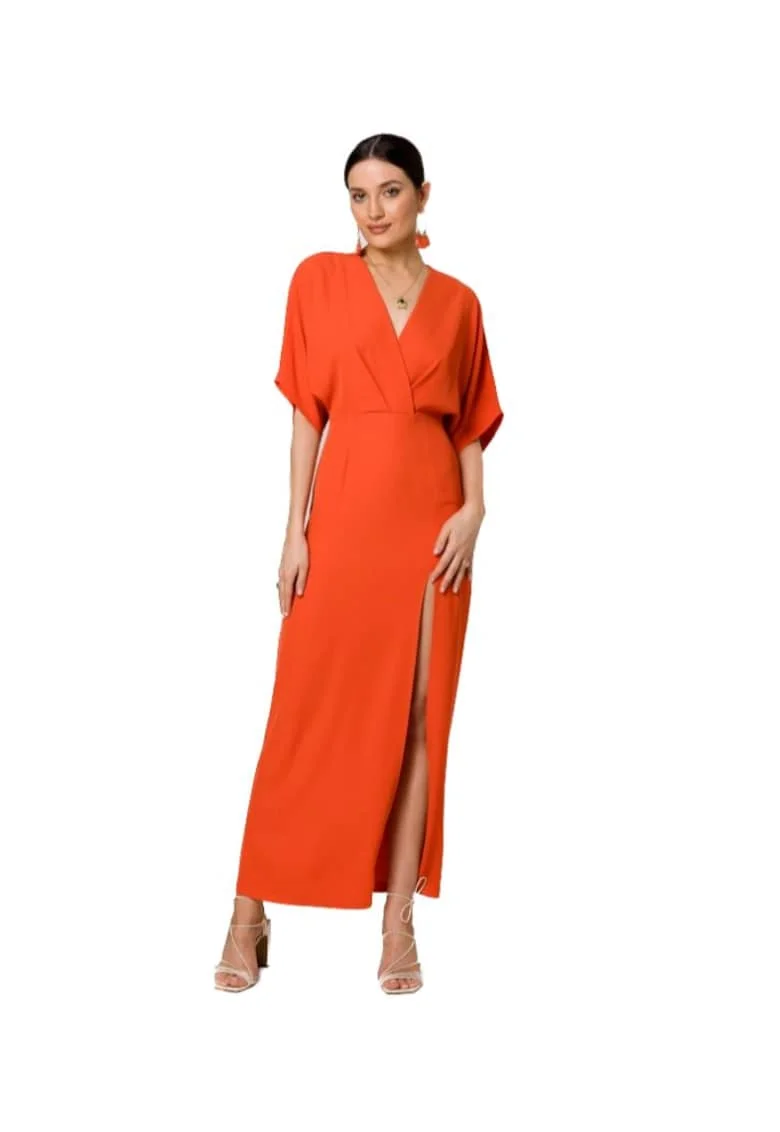Rochie maxi de dama Argagune K163 coral, Portocaliu