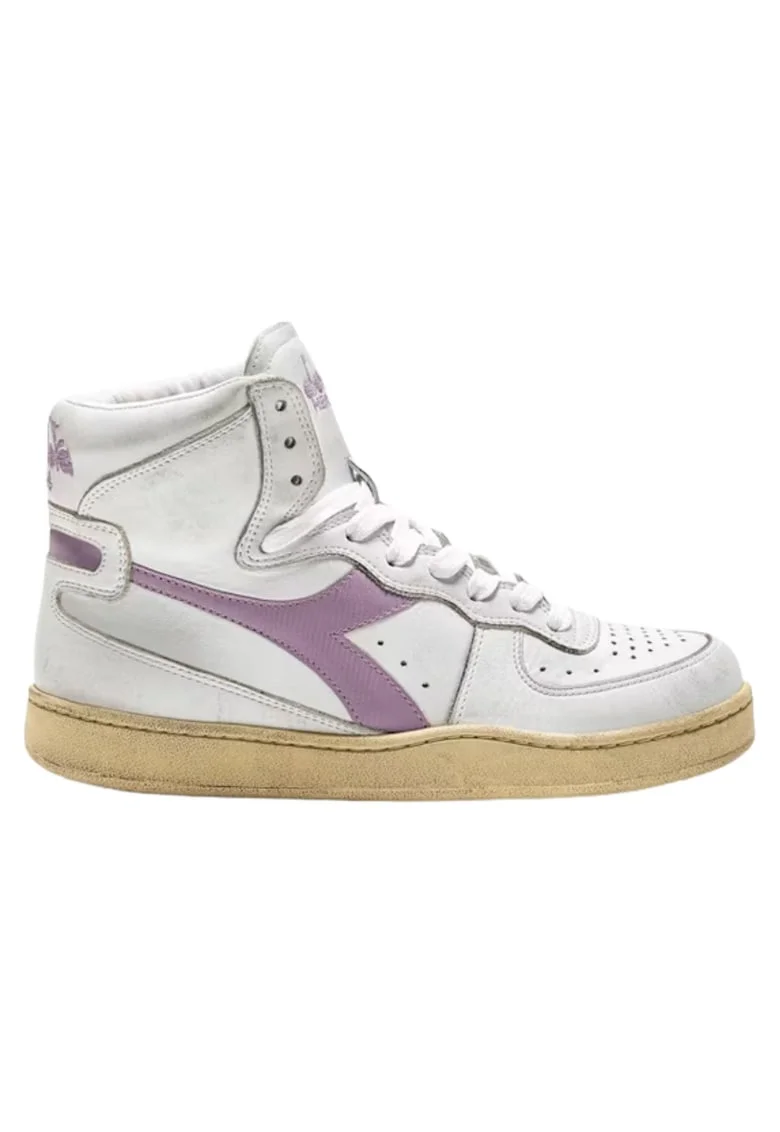 Pantofi sport cu profil inalt din piele, cu aspect vintage,