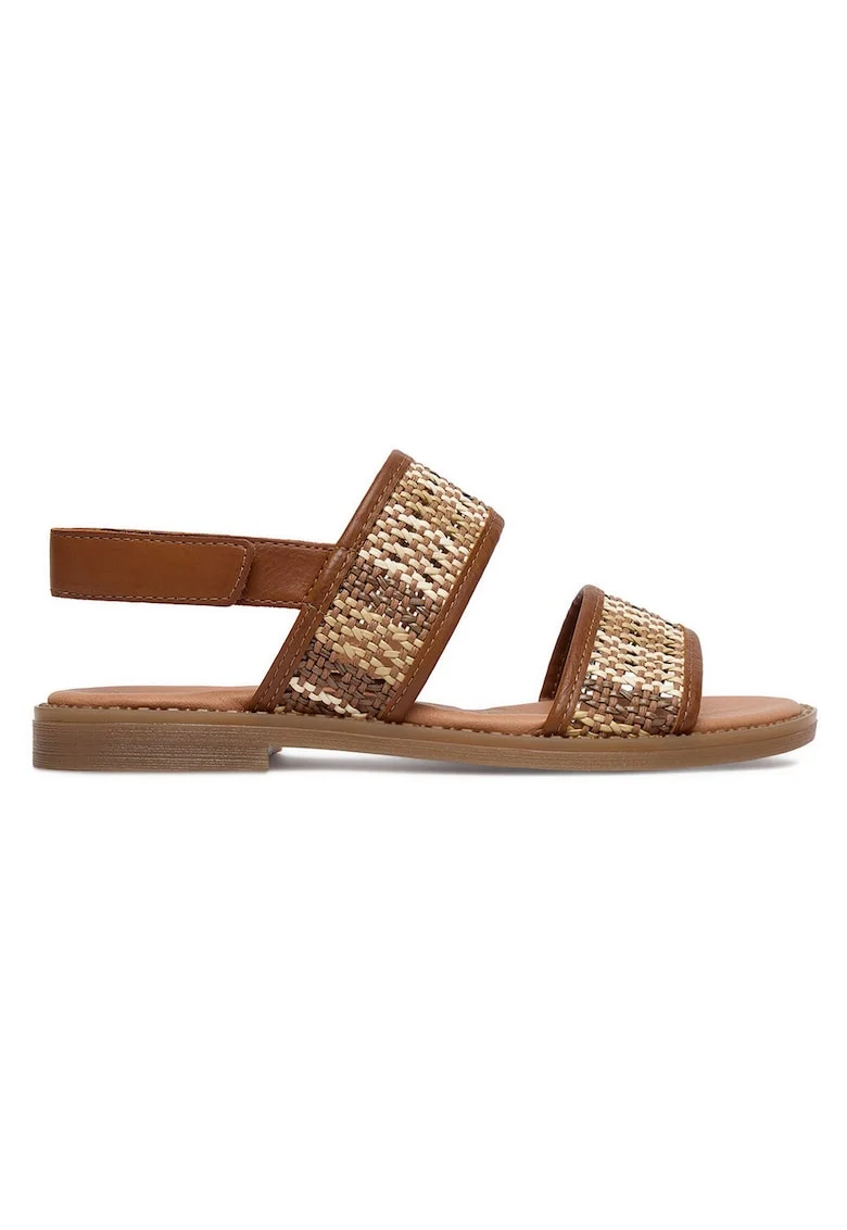 Sandale dama,  velcro, maro, piele ecologica,