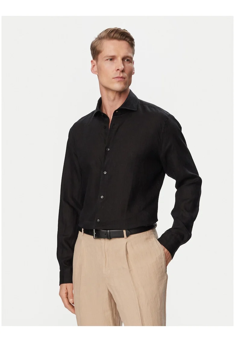 Camasa barbati,  neagra, 100% in, maneci lungi, stil casual