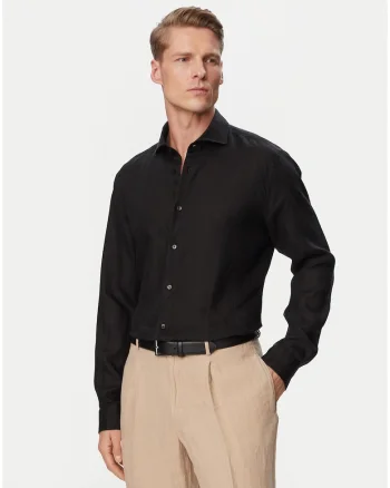 Camasa barbati,  neagra, 100% in, maneci lungi, stil casual