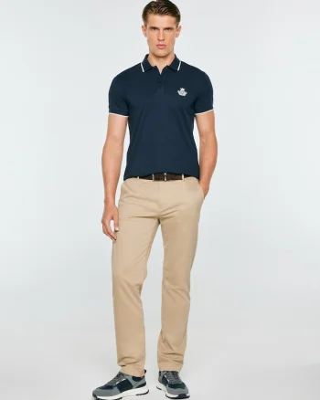 Tricou polo slim fit cu detaliu brodat