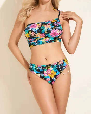 Top de baie Timor 2 cu un singur umar si imprimeu floral hawaiian