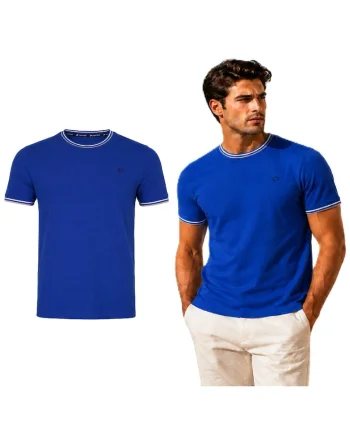 Tricou cu detalii contrastante si logo brodat