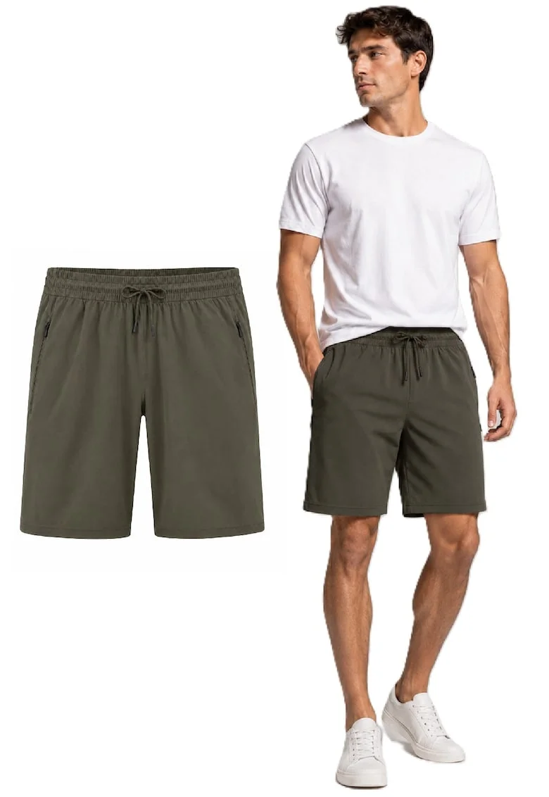 Pantaloni scurti cu buzunare oblice cu fermoar
