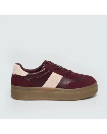 Pantofi sport flatform cu garnituri de piele intoarsa