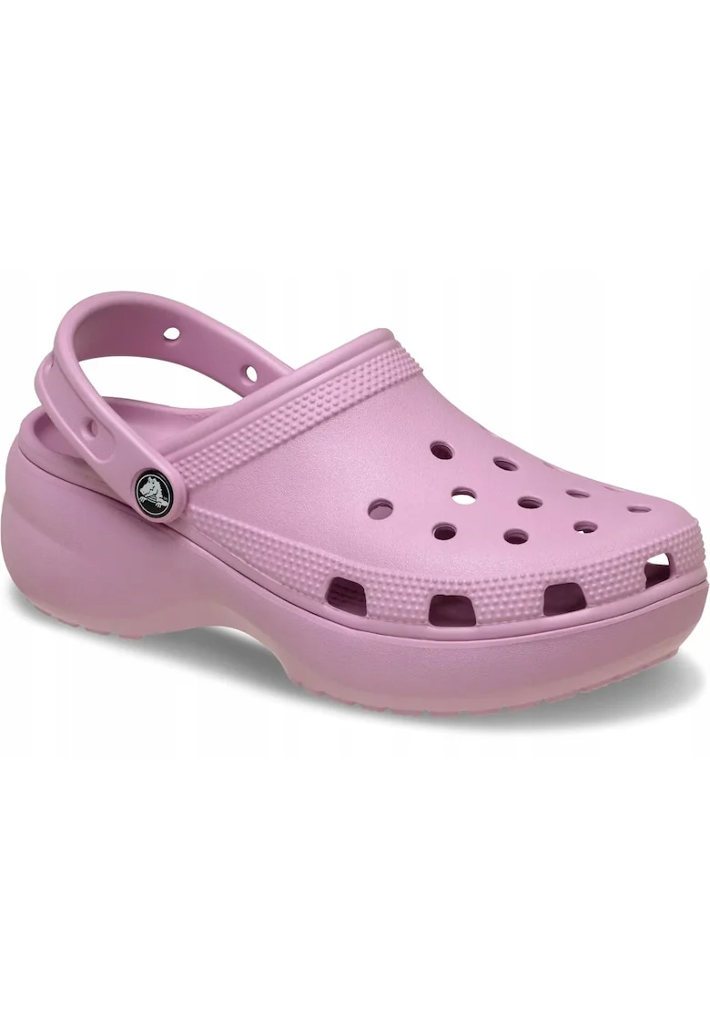 Saboti slingback cu model perforat si talpa flatform, Roz orhidee