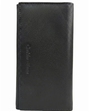 Portofel de piele cu logo stantat, Negru