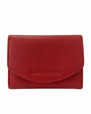 Portofel de piele cu logo stantat, Rosu
