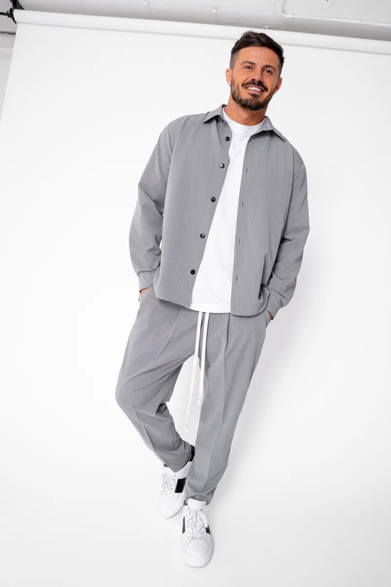 Set Orlando Camasa si pantalon lung cu snur Premium Grey