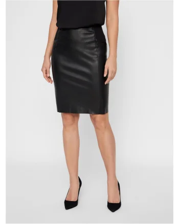 Fusta  din imitatie de piele, neagra
