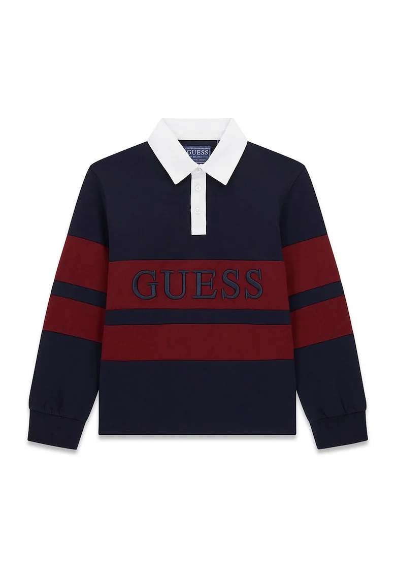 Bluza polo cu logo, Visiniu/Bleumarin