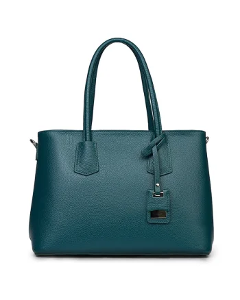 Geanta dama din piele naturala Valentina verde marin