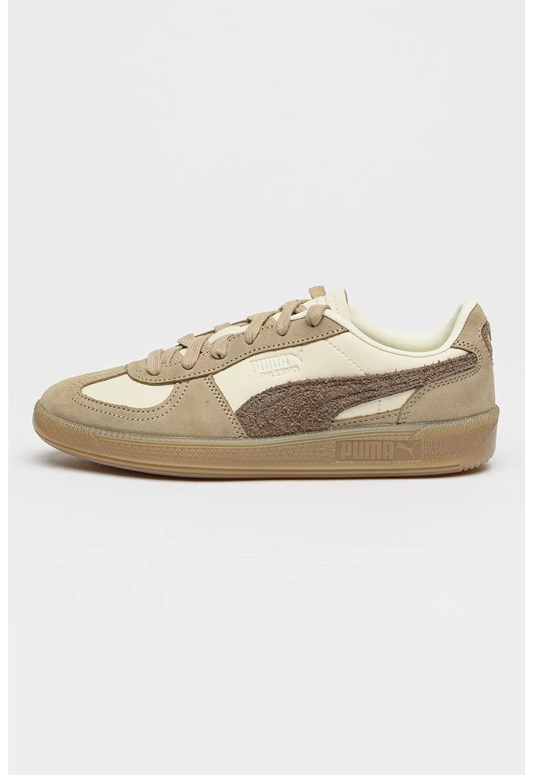 Pantofi sport cu garnituri din piele Palermo Elevated, Maro taupe deschis/Crem