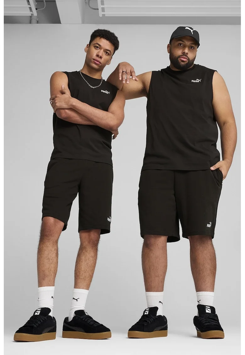 Pantaloni scurti cu logo si snur interior, Negru