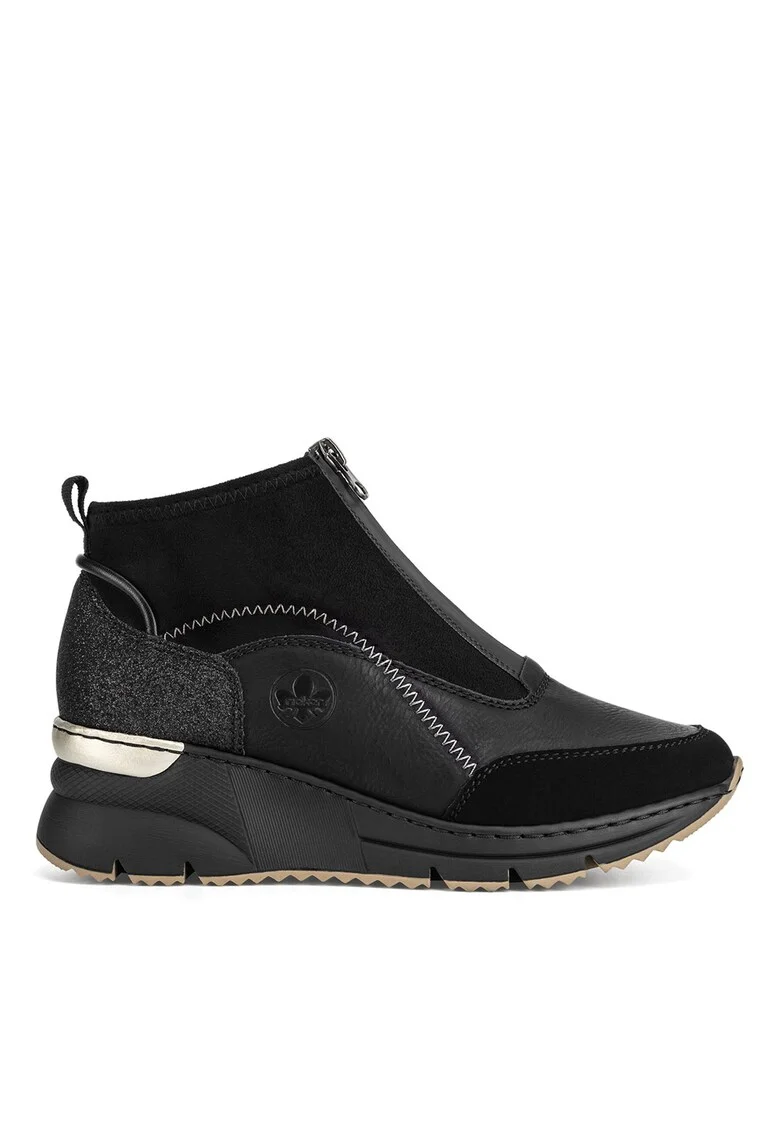 Botine dama N6361-00,  Piele ecologica, Negru,
